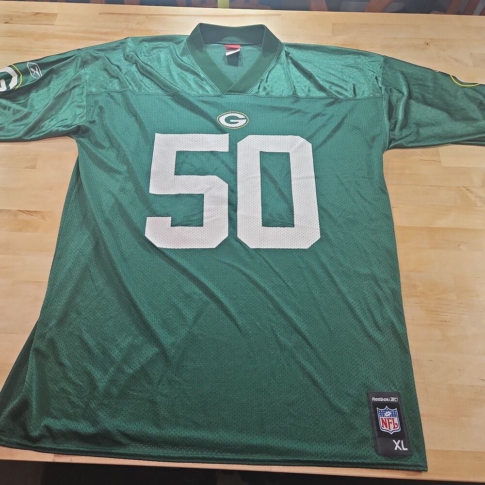 Green Bay Packers A.J. Hawk #50 Reebok Jersey Size XL Green NFL